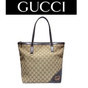 GUCCI Canvas Leather Monogram Shoulder Bag, Vintage. EUC